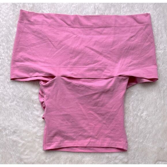 NWT Zara Pink Wrap Front V-Neck Open Exposed Shoulders Side Pleats Surplice Top - Picture 11 of 13